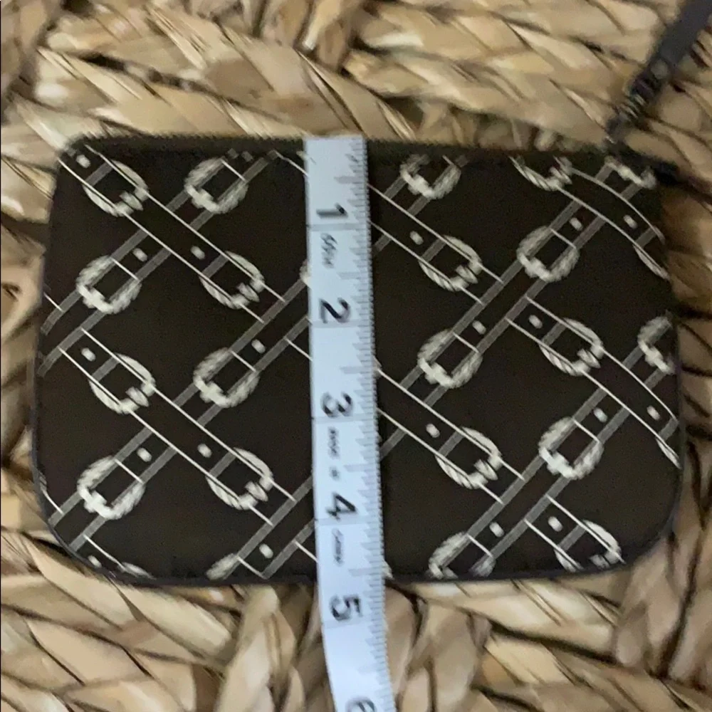 J. Crew brown/cream pattern silk cloth wristlet